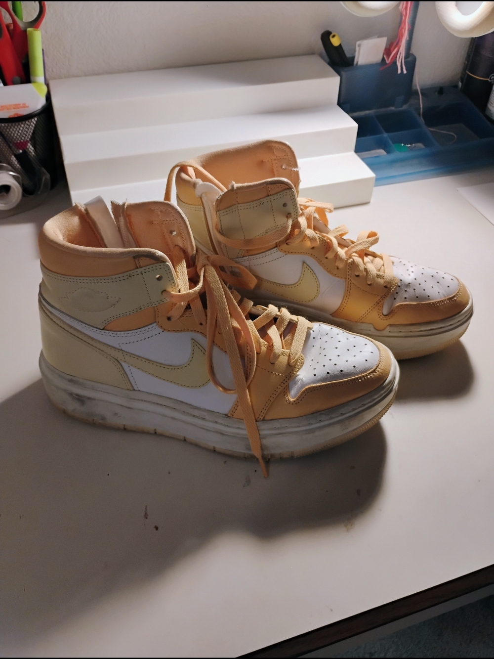 Yellow and White High-Top Sneakers